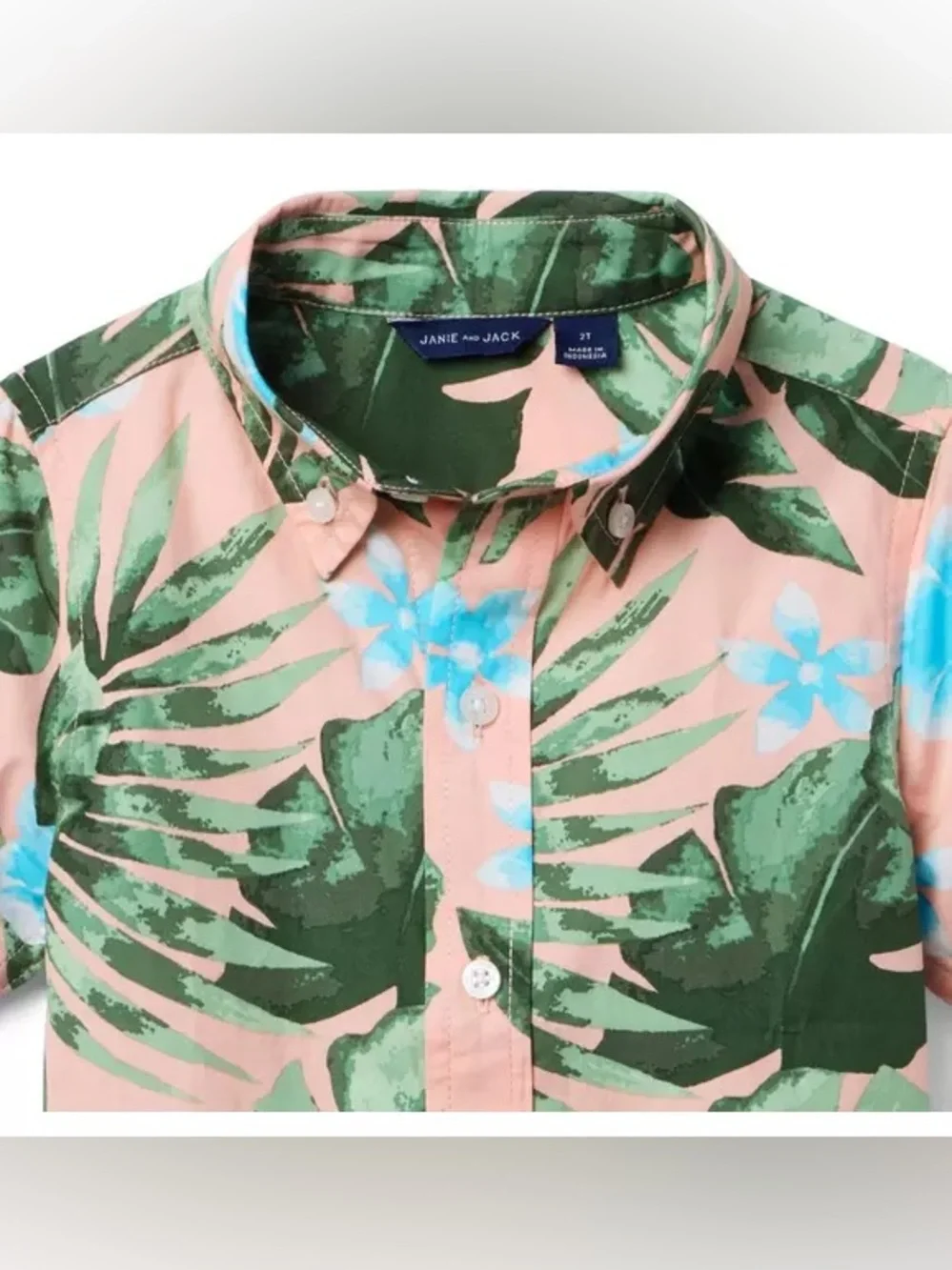 Brand New Janie & Jack Toddler Boys Tropical Button Down Poplin Shirt Size 3 NWT